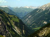 Blick durchs Madautal auf die Allgäuer Alpen